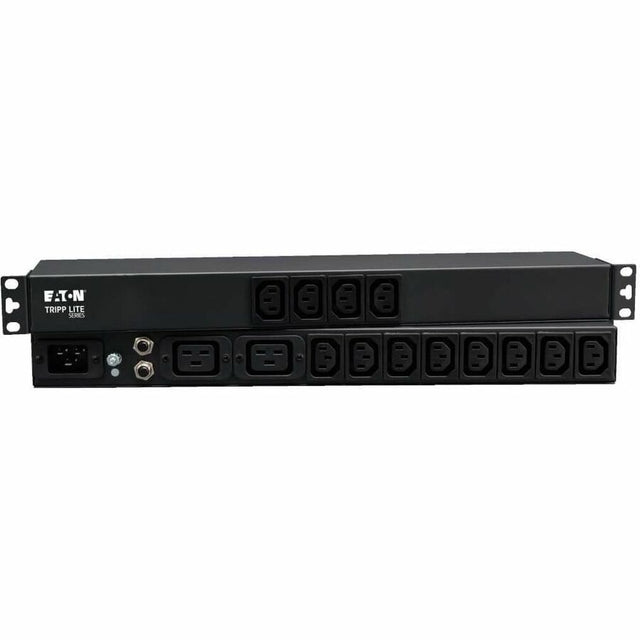 Eaton Tripp Lite Series 1.9-3.8kW Single-Phase 120-240V Basic PDU, 14 Outlets (12 C13 & 2 C19), C20 16A Input, 1U Rack-Mount