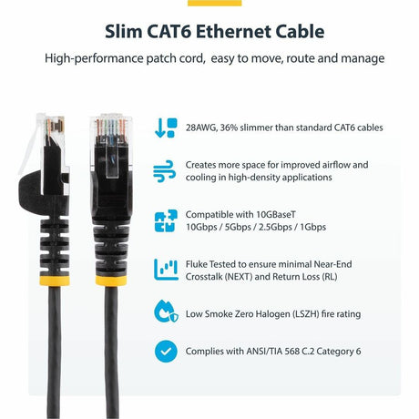 StarTech.com 6 in CAT6 Cable - Slim CAT6 Patch Cord - Gray Snagless RJ45 Connectors - Gigabit Ethernet Cable - 28 AWG - LSZH (N6PAT6INGRS)