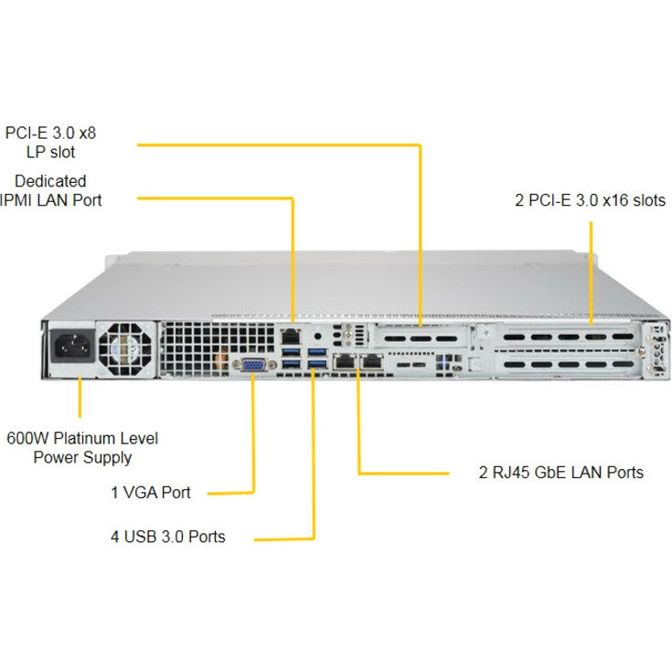 Supermicro SuperServer 6019P-WT Server Barebone System - 1U Rack-mountable - Socket P LGA-3647 - 2 x Processor Support