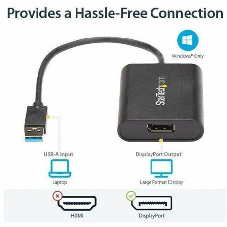 StarTech.com USB 3.0 to DisplayPort Adapter, USB DP Monitor Converter for Windows, 4K (no support for macOS/ChromeOS/Linux) - TAA