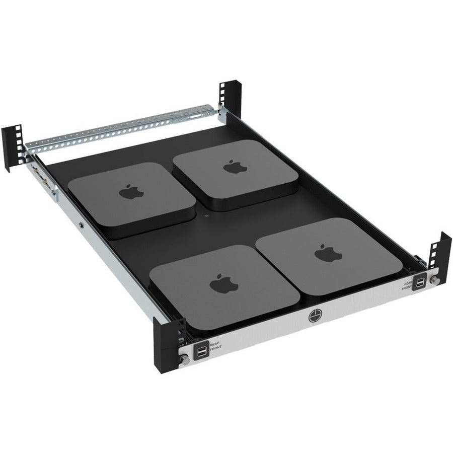 Rack Solutions 1U Mini Rack Access Tool-Less Shelf for Four Apple Mac Mini with USB