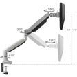 High Premium Aluminum Gas Spring Desk Mount - 13" to 32" - Single Monitor - Max load 19.8Ibs, VESA 75x75/100x100mm