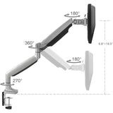 High Premium Aluminum Gas Spring Desk Mount - 13" to 32" - Single Monitor - Max load 19.8Ibs, VESA 75x75/100x100mm