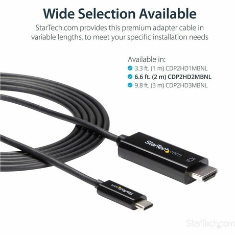StarTech.com 6ft (2m) USB C to HDMI Cable - 4K 60Hz USB Type C DP Alt Mode to HDMI 2.0 Video Display Adapter Cable - Works w/Thunderbolt 3