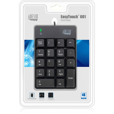 Adesso USB Spill Resistant 18-Key Numeric Keypad
