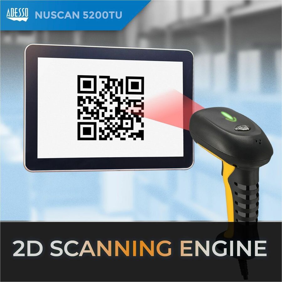 Adesso NuScan 5200TU- Antimicrobial & Waterproof 2D Barcode Scanner