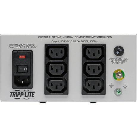 Eaton Tripp Lite Series Isolator Series Dual-Voltage 115/230V 600W 60601-1 Medical-Grade Isolation Transformer, C14 Inlet, 6 C13 Outlets