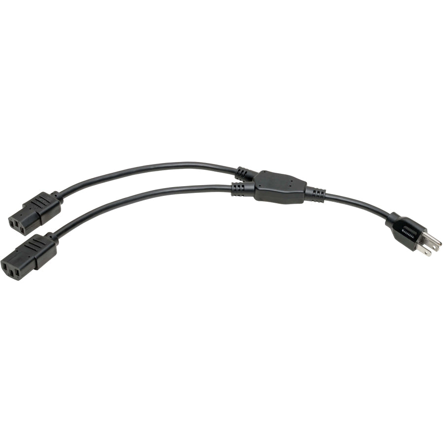 Eaton Tripp Lite Series Power Cord Splitter, C14 to 2xC13 PDU Style - 10A, 250V, 18 AWG, 18-in. (45.72 cm), Black