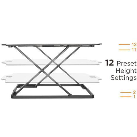 Amer Mounts Ultra Slim Height Adjustable Standing Desk- White Finish