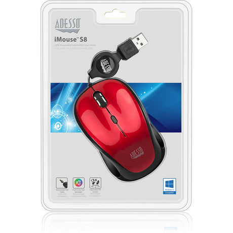 Adesso iMouse S8R - USB Illuminated Retractable Mini Mouse
