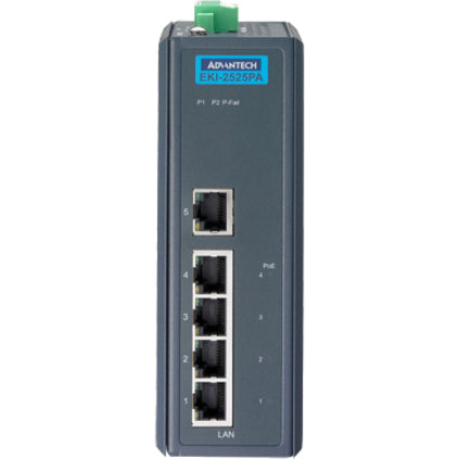 Advantech 5-port Switch with 4 port-PoE and 24/48 V DC Power Input