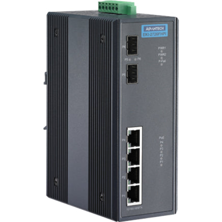 Advantech 4G+2 SFP W/ 4 IEEE 802.3 High Power PoE Industrial Wide Temperature Switch