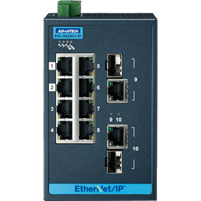 Advantech 8 + 2G Combo Ports Entry-level Managed Switch Support EtherNet/IP w/wide Temp