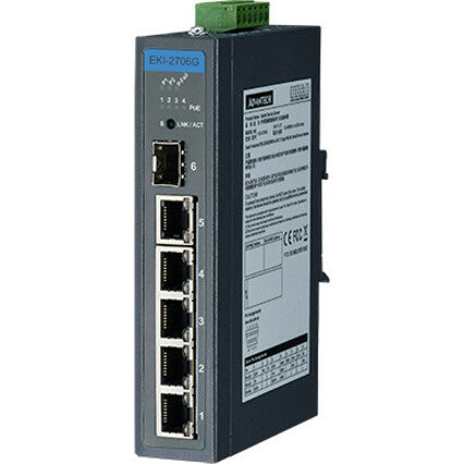 Advantech 5GbE+1G SFP Industrial Unmanaged PoE Switch with Wide Temp