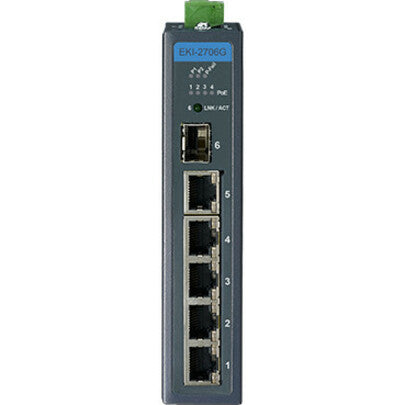 Advantech 5GbE+1G SFP Industrial Unmanaged PoE Switch with Wide Temp