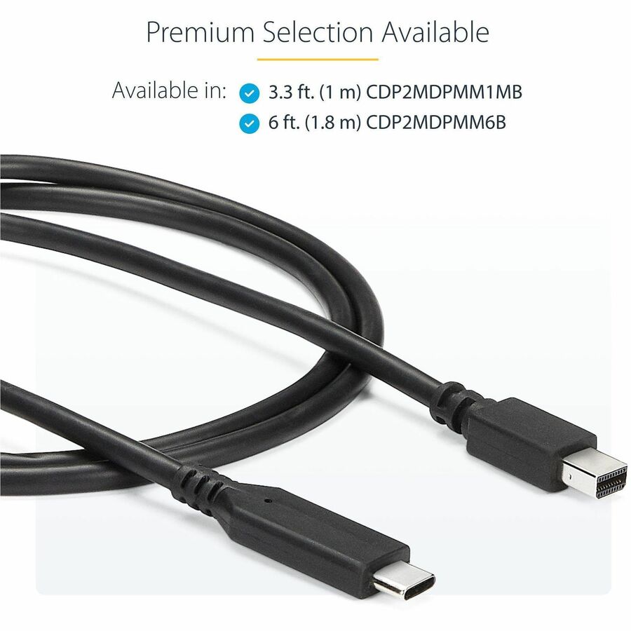 StarTech.com 1 m / 3.3 ft. USB-C to Mini DisplayPort Cable - 4K 60Hz - Black - USB 3.1 Type-C to Mini DP Adapter Cable - mDP Cable