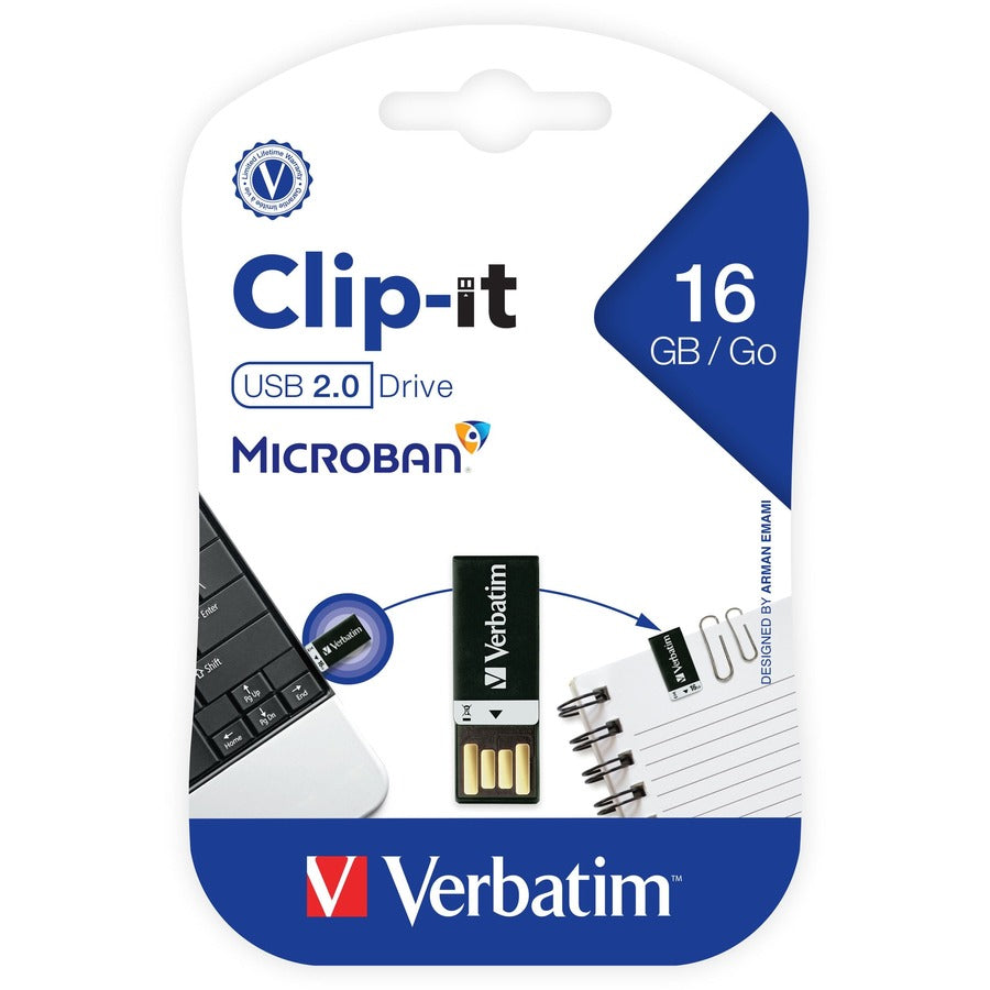 16GB Clip-it USB Flash Drive - Black