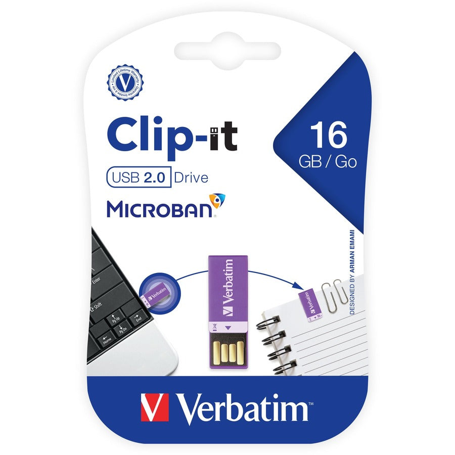16GB Clip-it USB Flash Drive - Violet
