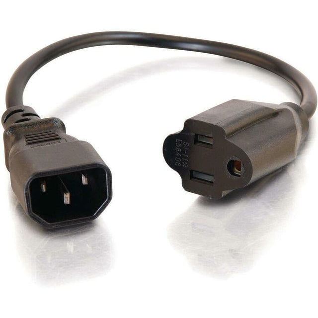 C2G 1ft Monitor Power Cord - 18 AWG - IEC320C14 to NEMA 5-15R