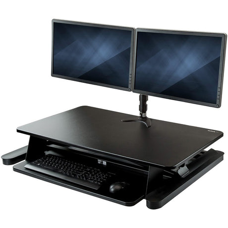 StarTech.com Dual Monitor Sit Stand Desk Converter - 35" Wide - Height Adjustable Standing Desk Solution -Dual Arms for up to 24" Monitors