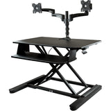 StarTech.com Dual Monitor Sit Stand Desk Converter - 35" Wide - Height Adjustable Standing Desk Solution -Dual Arms for up to 24" Monitors