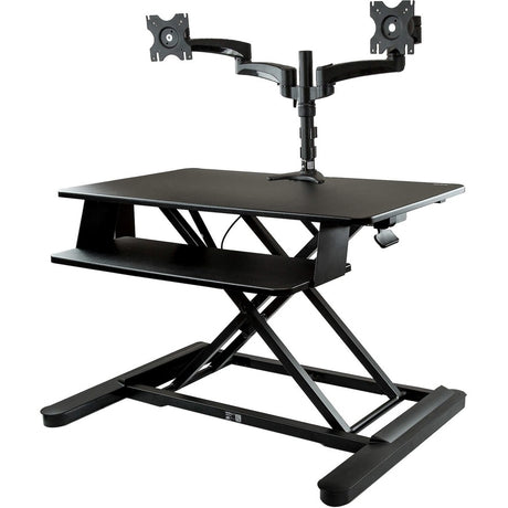 StarTech.com Dual Monitor Sit Stand Desk Converter - 35" Wide - Height Adjustable Standing Desk Solution -Dual Arms for up to 24" Monitors