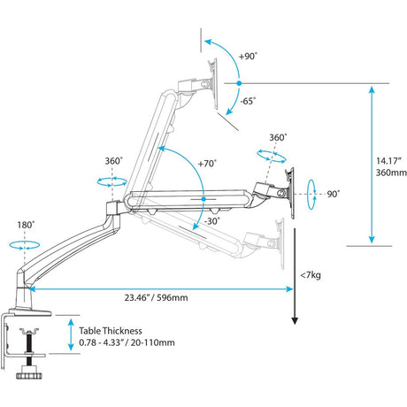 StarTech.com Sit-Stand Desk Converter with Monitor Arm - Up to 26" Monitor - 35&acirc;&euro; Wide Work Surface - Height Adjustable Standing Desk Converter