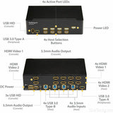 StarTech.com 4 Port HDMI KVM Switch - 4K 30Hz - Dual Display