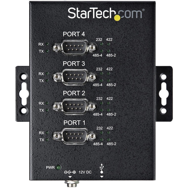 StarTech.com USB to RS232/RS485/RS422 4 Port Serial Hub Adapter - Industrial Metal USB 2.0 to DB9 Serial Converter - Din Rail Mountable