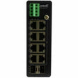 Unmanaged Hardened Gigabit Ethernet PoE+ Switch 8 10/100/1000Base-T Ports + 2 100/1000Base-X SFP Slots