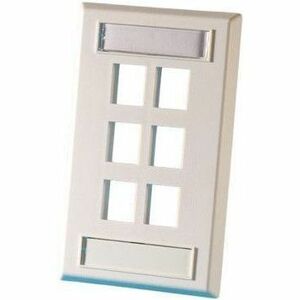 Ortronics Single Gang Keystone Faceplate, 6 Port, Fog White