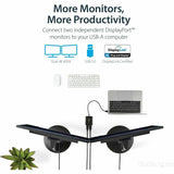 StarTech.com USB to Dual DisplayPort Adapter - 4K 60Hz - USB 3.0 5Gbps - USB Dual Monitor Adapter - Dual DisplayPort Adapter - DisplayLink Certified