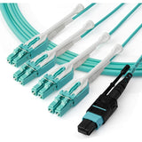 StarTech.com 1m (3ft) MTP(F)/PC to 4x LC/PC Duplex Breakout OM3 Multimode Fiber Optic Cable, 40G, Low Insertion Loss, Fiber Jumper Cord