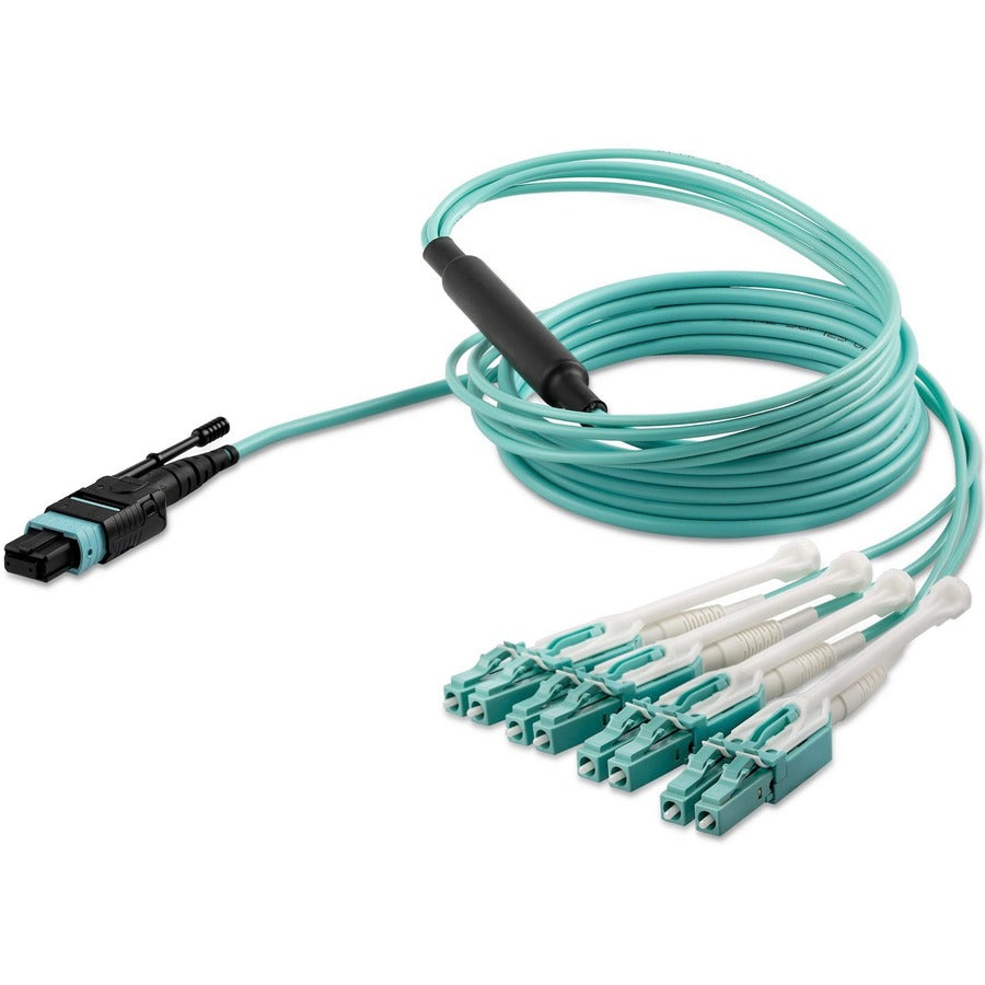 StarTech.com 2m (6ft) MTP(F)/PC to 4x LC/PC Duplex Breakout OM3 Multimode Fiber Optic Cable, 40G, Low Insertion Loss, Fiber Jumper Cord