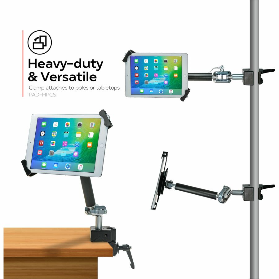 CTA Digital Heavy-Duty Security Pole Clamp for 7-14 Inch Tablets, including iPad 10.2-inch (7th/ 8th/ 9th Generation)