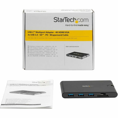 StarTech.com USB C Multiport Adapter - USB Type-C Mini Dock with HDMI 4K or VGA Video - 100W PD Passthrough, 3x USB 3.0, GbE, SD & MicroSD