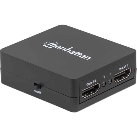Manhattan HDMI Splitter 2-Port , 1080p, Black, Displays output from x1 HDMI source to x2 HD displays (same output to both displays), USB-A Powered (cable included, 0.7m), Three Year Warranty, Retail Box