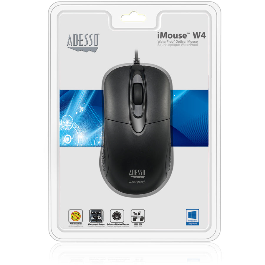Adesso iMouse W4 Waterproof Antimicrobial Optical Mouse