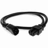 6ft C14 Male to C15 Female 14AWG 100-250V at 10A Black Power Cable