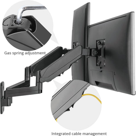 SIIG High Premium Aluminum Gas Spring Wall Mount - Dual Monitor 17" to 32"