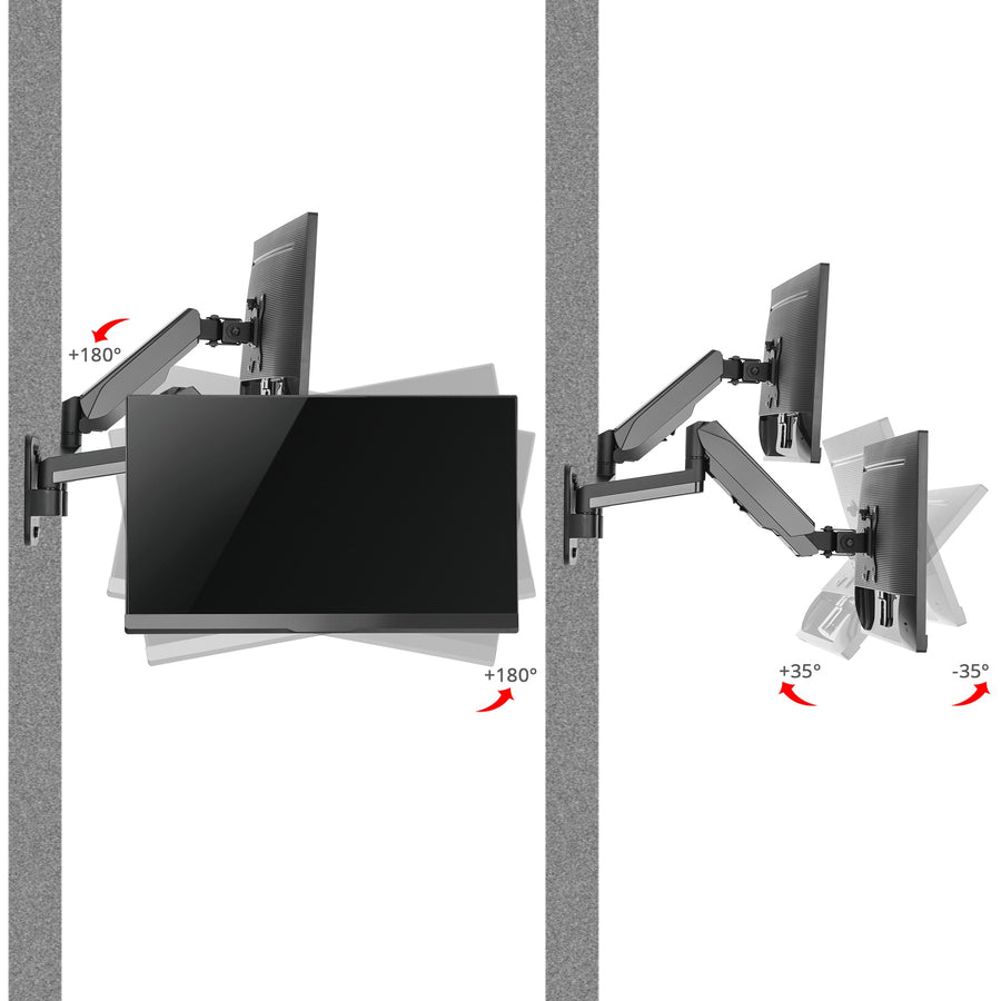 SIIG High Premium Aluminum Gas Spring Wall Mount - Dual Monitor 17" to 32"