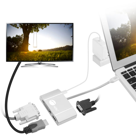 SIIG USB-C to 3-in-1 Multiport Video Adapter with PD Charging - DVI/HDMI/VGA
