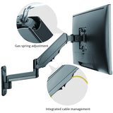 High Premium Aluminum Gas Spring Wall Mount - Single Monitor 17" to 34" - weight up to 19.8 lbs
