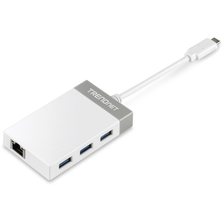 TRENDnet USB-C to Ethernet Gigabit Adapter, TUC-ETGH3, USB-C Hub with RJ-45 Gigabit, Windows and Mac Compatible, 3 x USB 3.0 Ports, 1 x Gigabit Ethernet Port, Compatible with USB 2.0 and USB 1.1