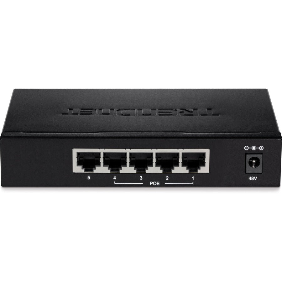 TRENDnet 5-Port Gigabit EdgeSmart PoE+ Switch, 4 x Gigabit PoE+ Ports, 1x Gigabit Port, 31W PoE Power Budget, Managed PoE+ Switch, Wall mountable, Lifetime Protection, Black, TPE-TG50ES