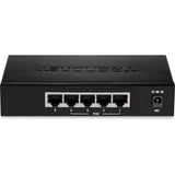 TRENDnet 5-Port Gigabit EdgeSmart PoE+ Switch, 4 x Gigabit PoE+ Ports, 1x Gigabit Port, 31W PoE Power Budget, Managed PoE+ Switch, Wall mountable, Lifetime Protection, Black, TPE-TG50ES