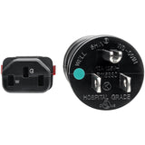 Eaton Tripp Lite Series Hospital-Grade Power Cord, NEMA 5-15P to Locking IEC C13 - Green Dot, 10A, 125V, 18 AWG, 3 ft. (0.91 m), Black