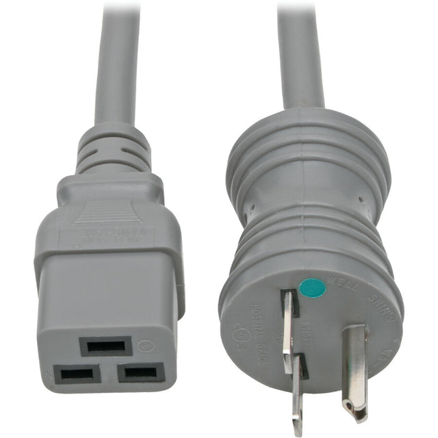 Eaton Tripp Lite Series Hospital-Grade Power Cord, NEMA 6-15P to C19 - Heavy-Duty, Green Dot, 15A, 250V, 14 AWG, 6 ft. (1.83 m), Gray