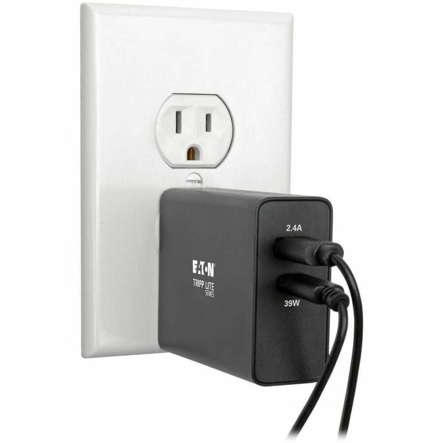 Eaton Tripp Lite Series Dual-Port USB Wall Charger with PD Charging - USB-C (39W) & USB-A (5V 2.4A/12W)