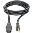 Eaton Tripp Lite Series Computer Power Cord, NEMA 5-15P to Locking C13 - Heavy-Duty, 15A, 125V, 14 AWG, 6 ft. (1.83 m), Black